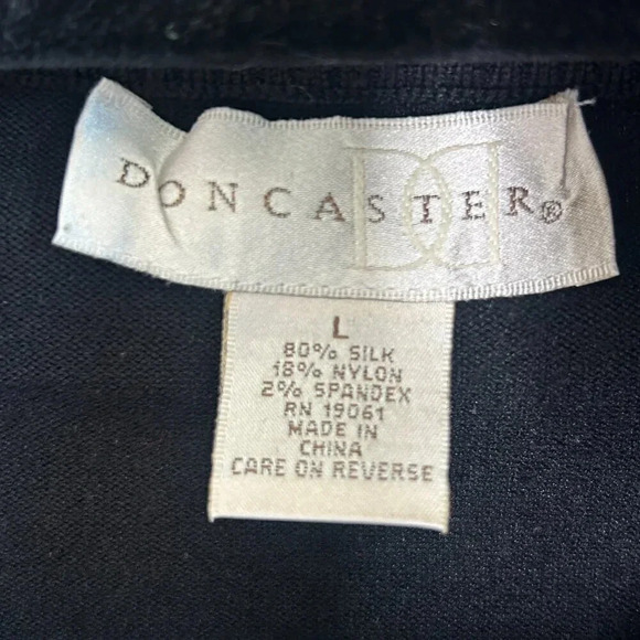 Doncaster Black Full Zip Cardigan Sweater With Rainbow Colored Striped Sleeves - Picture 2 of 5